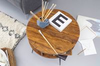 FineBuy Couchtisch Sheesham Massivholz rund Ø 60 cm Wohnzimmertisch Ablage – Ansicht 4