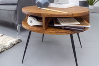 FineBuy Couchtisch Sheesham Massivholz rund Ø 60 cm Wohnzimmertisch Ablage – Ansicht 5