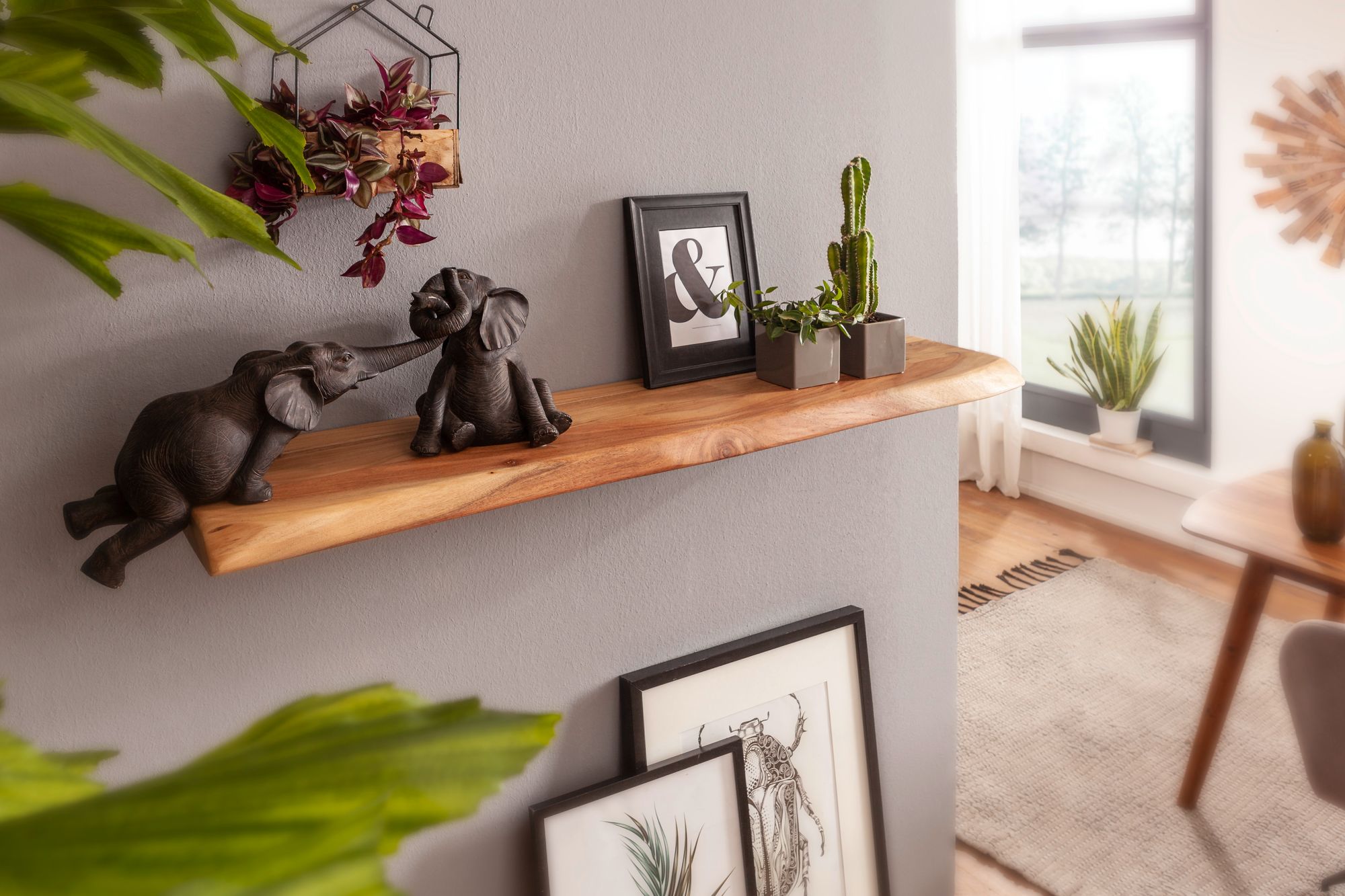 FineBuy Wandregal mit Baumkante Akazie Massivholz, Design Schweberegal Wandboard Massiv, Regal Holz Natur, Landhausstil Hängeregal | Farbe: Braun FineBuy Wandregal mit Baumkante Akazie Massivholz, Design Schweberegal Wandboard Massiv, Regal Holz Natur, Landhausstil Hängeregal | Farbe: Braun