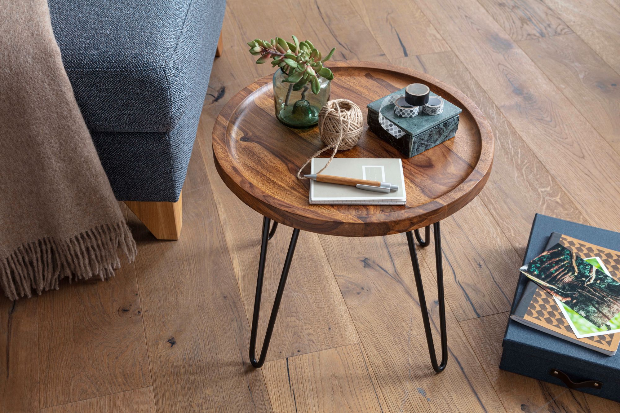 FineBuy Design Couchtisch Sheesham Massivholz 45x40x45 cm Wohnzimmertisch Rund, Sofatisch mit Haarnadelbeine, Kaffeetisch aus Holz und Metall | Farbe: Braun FineBuy Design Couchtisch Sheesham Massivholz 45x40x45 cm Wohnzimmertisch Rund, Sofatisch mit Haarnadelbeine, Kaffeetisch aus Holz und Metall | Farbe: Braun