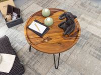FineBuy Couchtisch Sheesham rund Ø 60 cm Wohnzimmertisch Massivholz Metallbeine – Ansicht 4