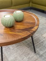 FineBuy Couchtisch Sheesham rund Ø 60 cm Wohnzimmertisch Massivholz Metallbeine – Ansicht 5