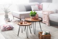 FineBuy Couchtisch Sheesham rund Ø 60 cm Wohnzimmertisch Massivholz Metallbeine – Ansicht 6