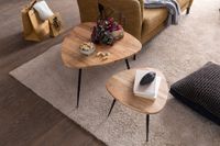 FineBuy Satztisch Massiv 2er Set Beistelltisch Tisch Holz Metall Couchtisch – Ansicht 4