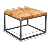 Couchtisch Massivholz quadratisch 55cm Wohnzimmertisch Metallgestell Industrial – Ansicht 3