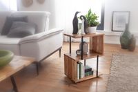 FineBuy Beistelltisch S-From 45x60x30 cm Akazie Dekotisch Sofatisch Holz Metall – Ansicht 2
