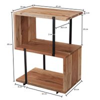 FineBuy Beistelltisch S-From 45x60x30 cm Akazie Dekotisch Sofatisch Holz Metall – Ansicht 3