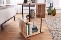 FineBuy Beistelltisch S-From 45x60x30 cm Akazie Dekotisch Sofatisch Holz Metall – Ansicht 4