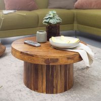 FineBuy Couchtisch Sheesham rund Ø 60 cm Wohnzimmertisch Massivholz 30 cm hoch – Ansicht 1