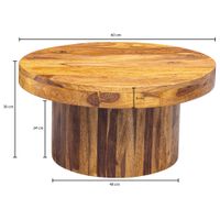 FineBuy Couchtisch Sheesham rund Ø 60 cm Wohnzimmertisch Massivholz 30 cm hoch – Ansicht 3