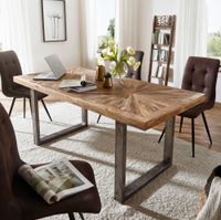 FineBuy Esstisch Natur Küchentisch Holz Esszimmertisch Massiv Industrial Tisch – Ansicht 1