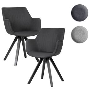 FineBuy Esszimmerstuhl 2er Set mit Armlehnen 54x85x58 cm, Stoff Küchenstühle Modern mit schwarzen Beinen, Schalenstuhl Gepolstert