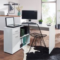 FineBuy Schreibtisch Computer Eckschreibtisch Bürotisch Regal Winkel PC Tisch – Ansicht 1