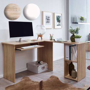 SV56293 FineBuy Design Schreibtischkombination 140 x 75,5 x 120 cm , Schreibtisch mit Regal Arbeitszimmer Home Office Tisch Büro Modern