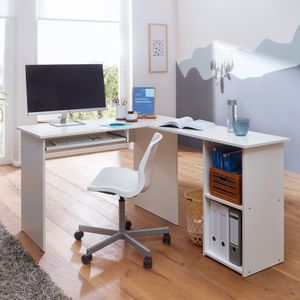 FineBuy Design Schreibtischkombination 140 x 75,5 x 120 cm , Schreibtisch mit Regal Arbeitszimmer Home Office Tisch Büro Modern