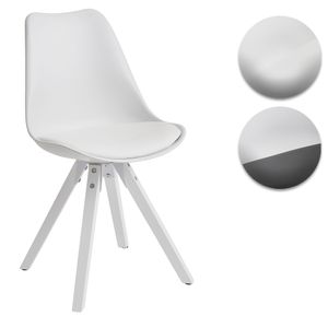 SV58126 Finebuy 2er Set Retro Esszimmerstuhl mit weißen Beinen, Polsterstuhl Skandinavisch Rückenlehne, Küchenstuhl Kunstleder gepolstert