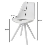 2er Set Retro Esszimmerstuhl Weiße Beine Polsterstuhl Küchenstuhl Kunstleder – Ansicht 2