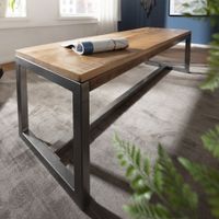 FineBuy Esszimmerbank Mango Massivholz 120x46x45 cm Holzbank Essbank ohne Lehne – Ansicht 1