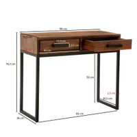 FineBuy Konsolentisch Sheesham Massivholz 90x76x36 cm Flurtisch Anrichte Schmal – Ansicht 3