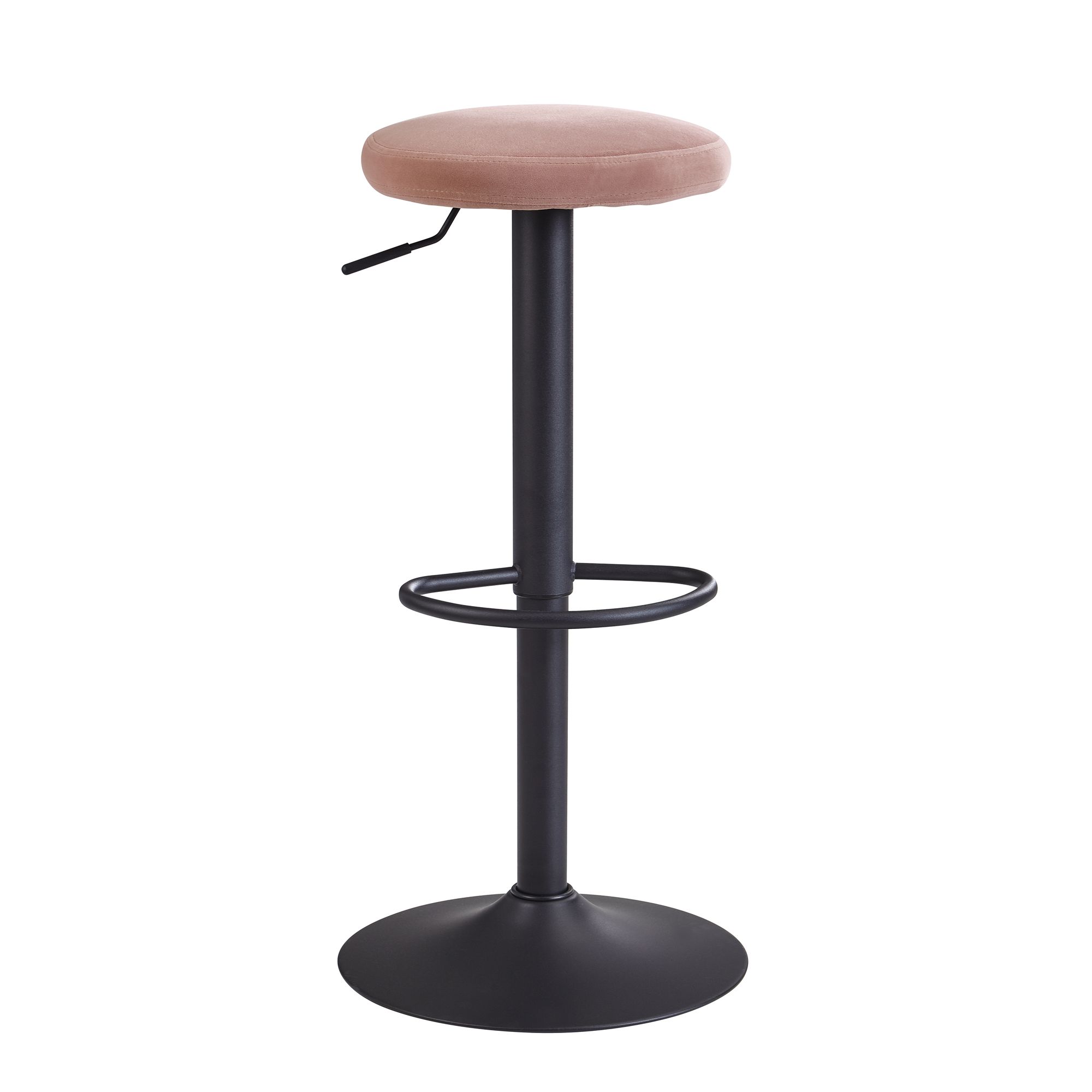 FineBuy Barhocker Samt Hocker ohne Lehne 58 - 79 cm, Küchenhocker Stoff / Metall 100kg, Design Barstuhl Tresenhocker Drehbar Bistrohocker | Farbe: Schwarz