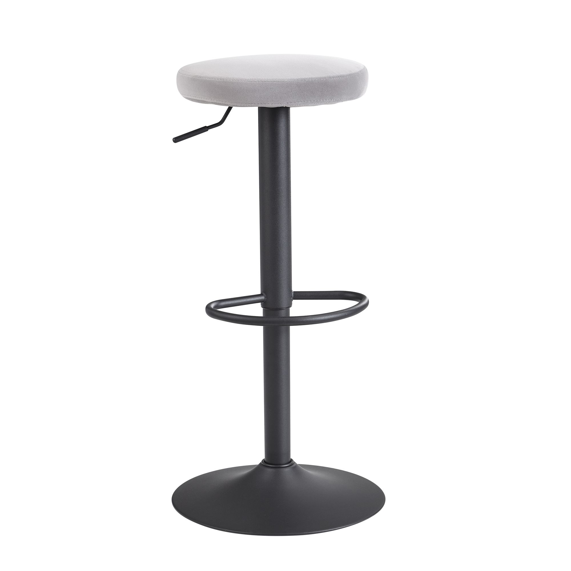 FineBuy Barhocker Samt Hocker ohne Lehne 58 - 79 cm, Küchenhocker Stoff / Metall 100kg, Design Barstuhl Tresenhocker Drehbar Bistrohocker | Farbe: Schwarz