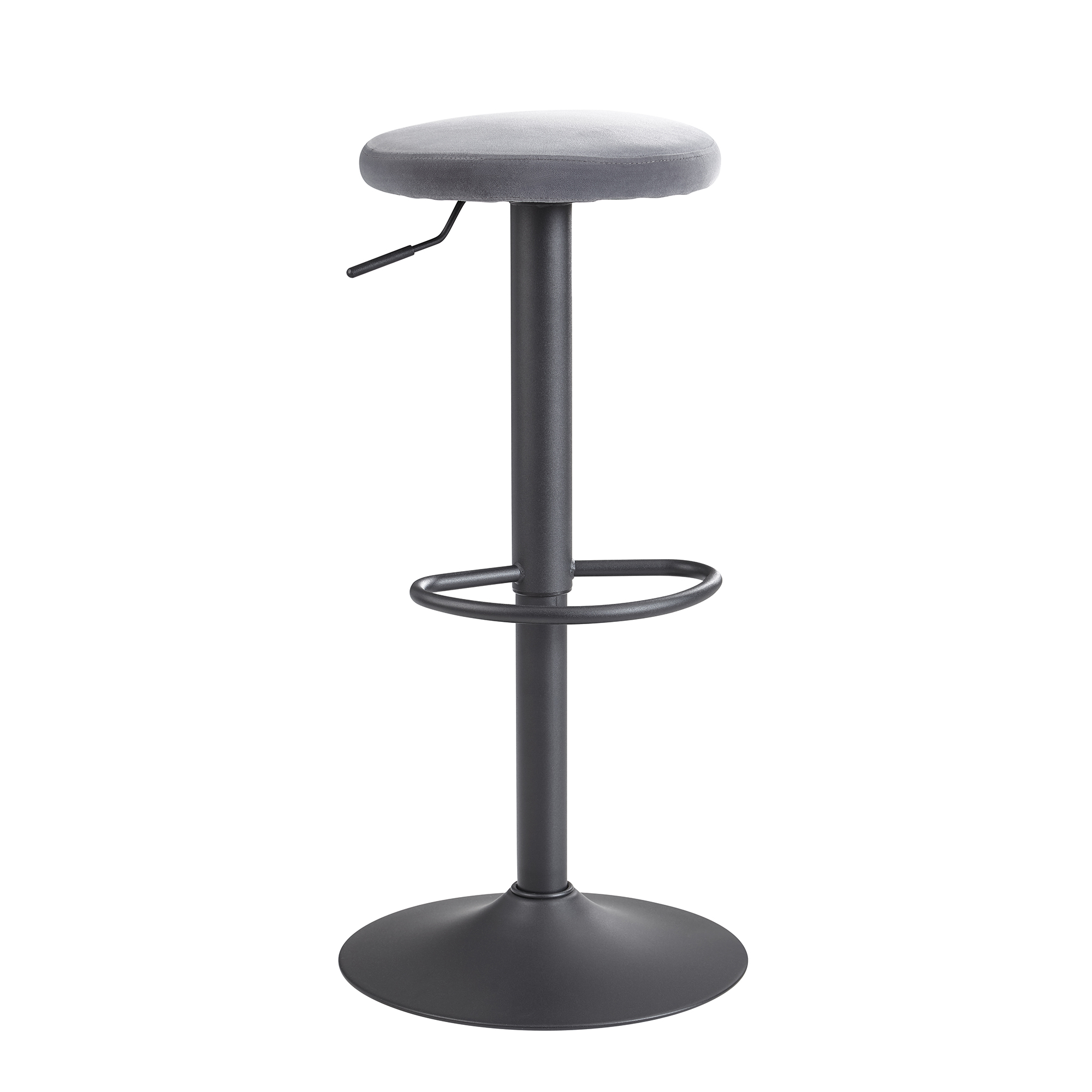 FineBuy Barhocker Samt Hocker ohne Lehne 58 - 79 cm, Küchenhocker Stoff / Metall 100kg, Design Barstuhl Tresenhocker Drehbar Bistrohocker | Farbe: Schwarz