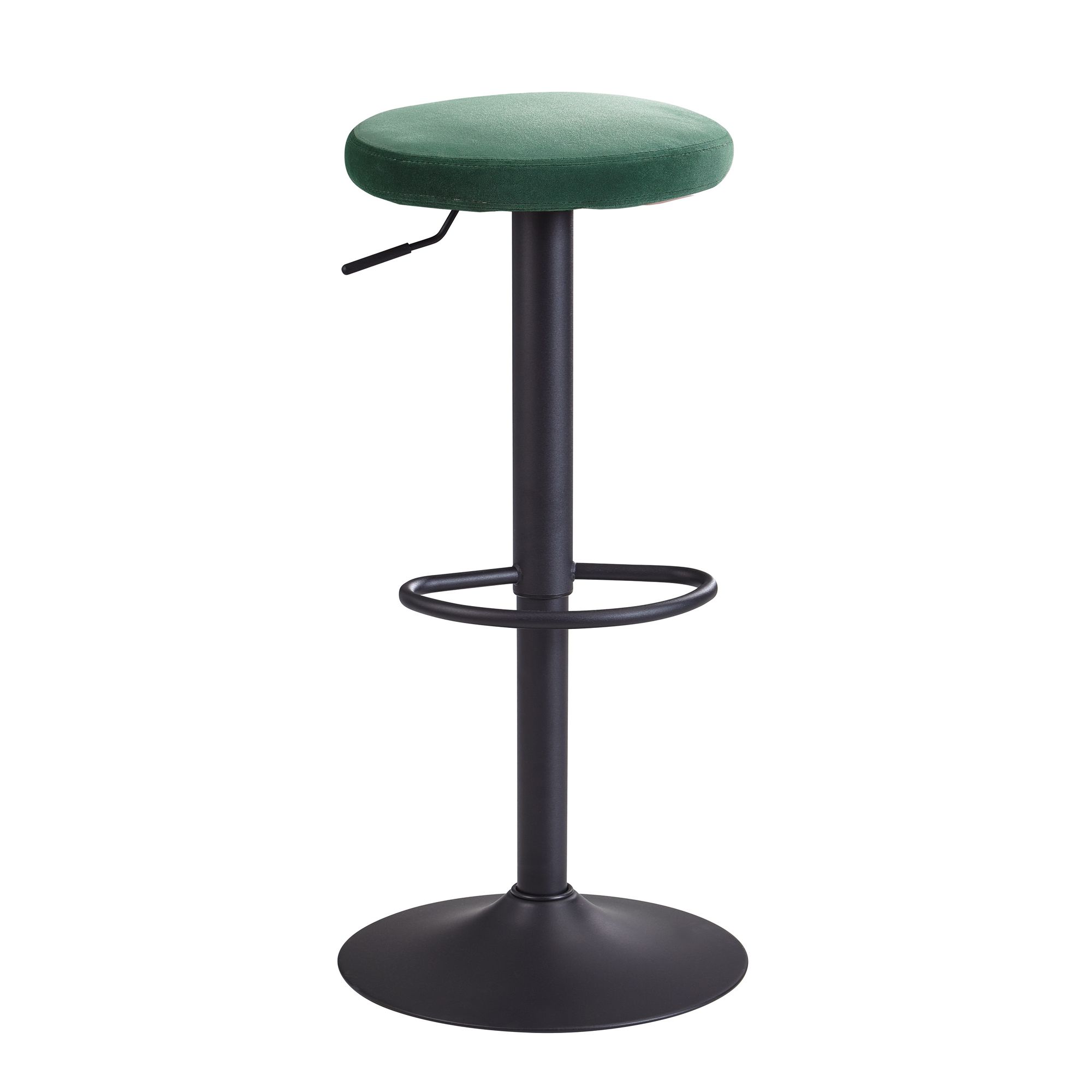FineBuy Barhocker Samt Hocker ohne Lehne 58 - 79 cm, Küchenhocker Stoff / Metall 100kg, Design Barstuhl Tresenhocker Drehbar Bistrohocker | Farbe: Schwarz