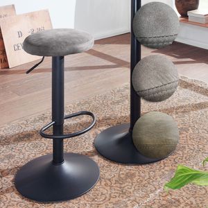 SV58287 FineBuy Barhocker Wildlederoptik Hocker ohne Lehne 58 - 79 cm, Küchenhocker Stoff / Metall 100kg, Design Barstuhl Tresenhocker Drehbar Bistrohocker