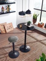 FineBuy Barhocker Wildlederoptik Hocker Stoff/Metall Bistrohocker 100 kg Rund – Ansicht 5
