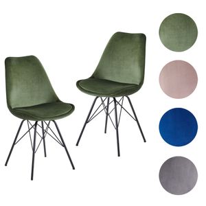 FineBuy Esszimmerstuhl 2er Set Samt Küchenstuhl mit schwarzen Beinen, Schalenstuhl Skandinavisches Design, Polsterstuhl mit Stoffbezug, Stuhl Gepolstert
