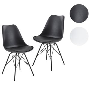 FineBuy Esszimmerstuhl 2er Set Küchenstuhl Kunststoff Skandinavisches Design, Schalenstuhl mit Kunstleder-Bezug, Polsterstuhl Stuhl Gepolstert