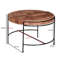 FineBuy Couchtisch Akazie Massivholz rund 62 cm Wohnzimmertisch Baumscheibe – Ansicht 3