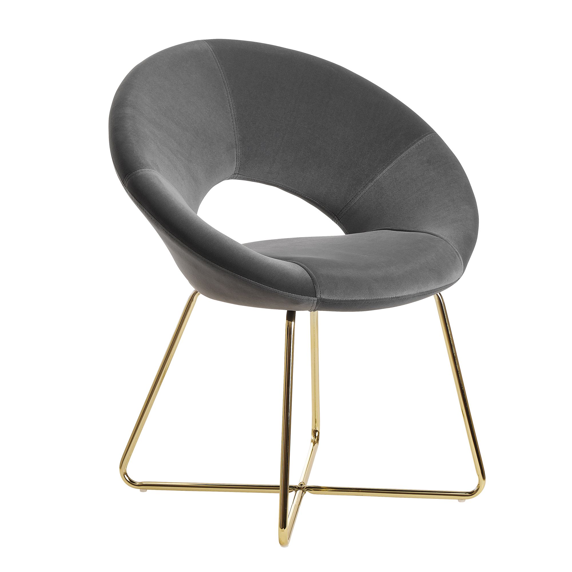 FineBuy Esszimmerstuhl Samt Küchenstuhl mit goldenen Beinen, Schalenstuhl Stoff / Metall, Design Polsterstuhl, Stuhl Esszimmer Gepolstert | Farbe: Beige
