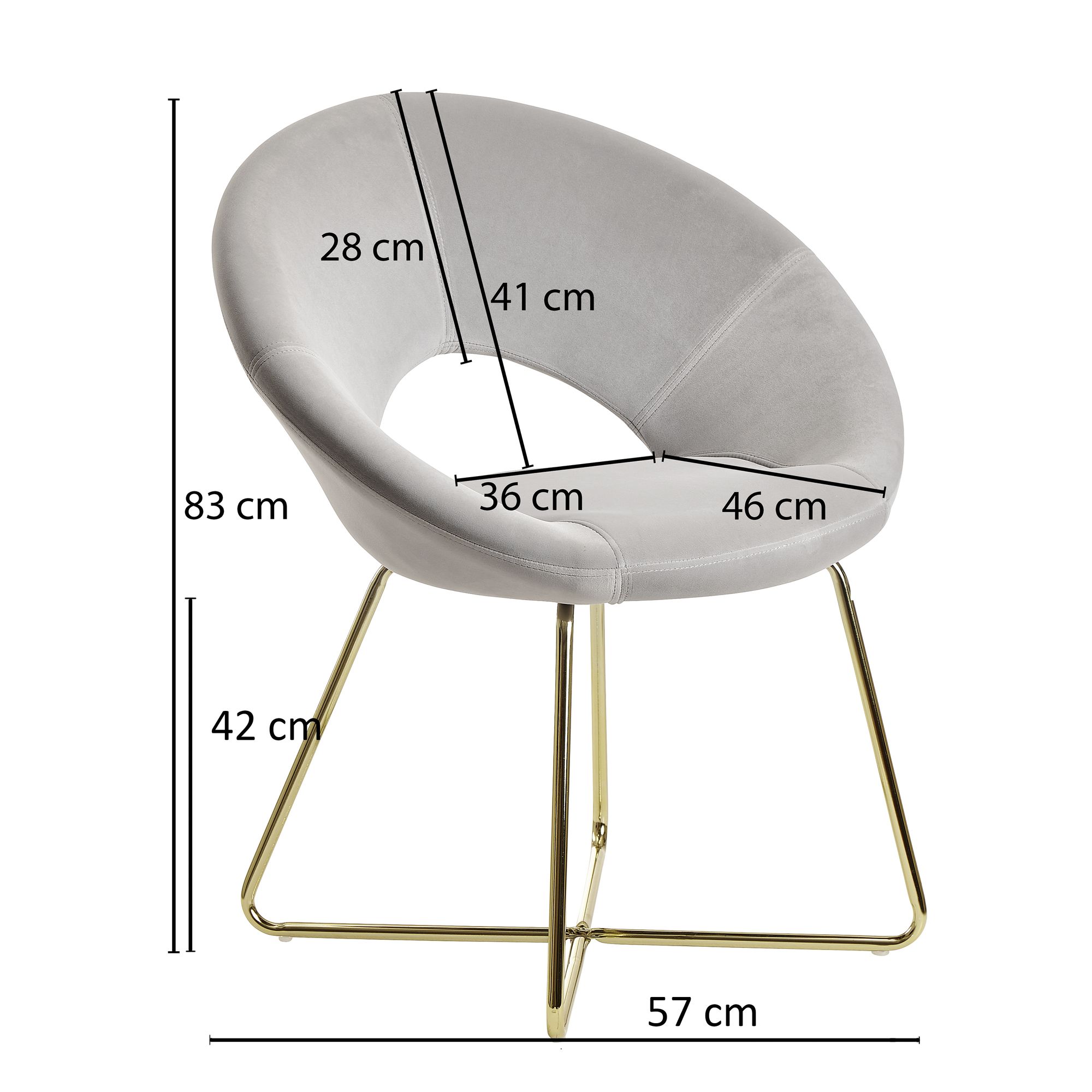 FineBuy Esszimmerstuhl Samt Küchenstuhl mit goldenen Beinen, Schalenstuhl Stoff / Metall, Design Polsterstuhl, Stuhl Esszimmer Gepolstert | Farbe: Beige