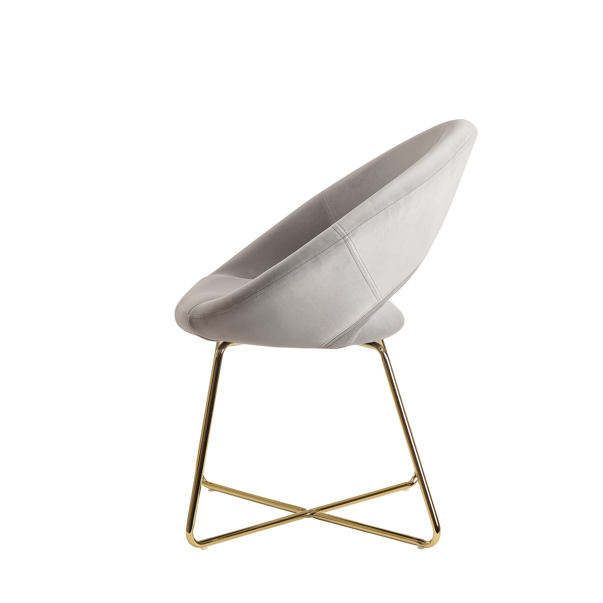 FineBuy Esszimmerstuhl Samt Küchenstuhl mit goldenen Beinen, Schalenstuhl Stoff / Metall, Design Polsterstuhl, Stuhl Esszimmer Gepolstert | Farbe: Beige