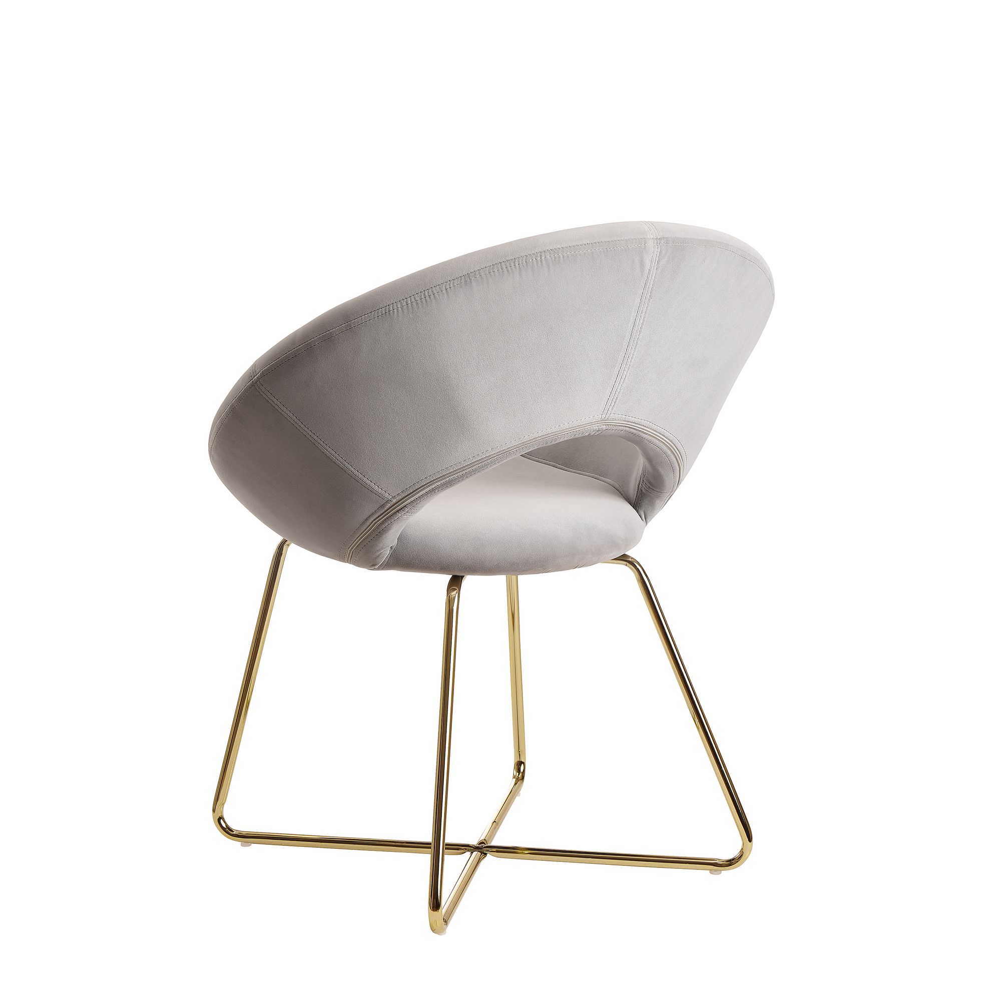 FineBuy Esszimmerstuhl Samt Küchenstuhl mit goldenen Beinen, Schalenstuhl Stoff / Metall, Design Polsterstuhl, Stuhl Esszimmer Gepolstert | Farbe: Beige