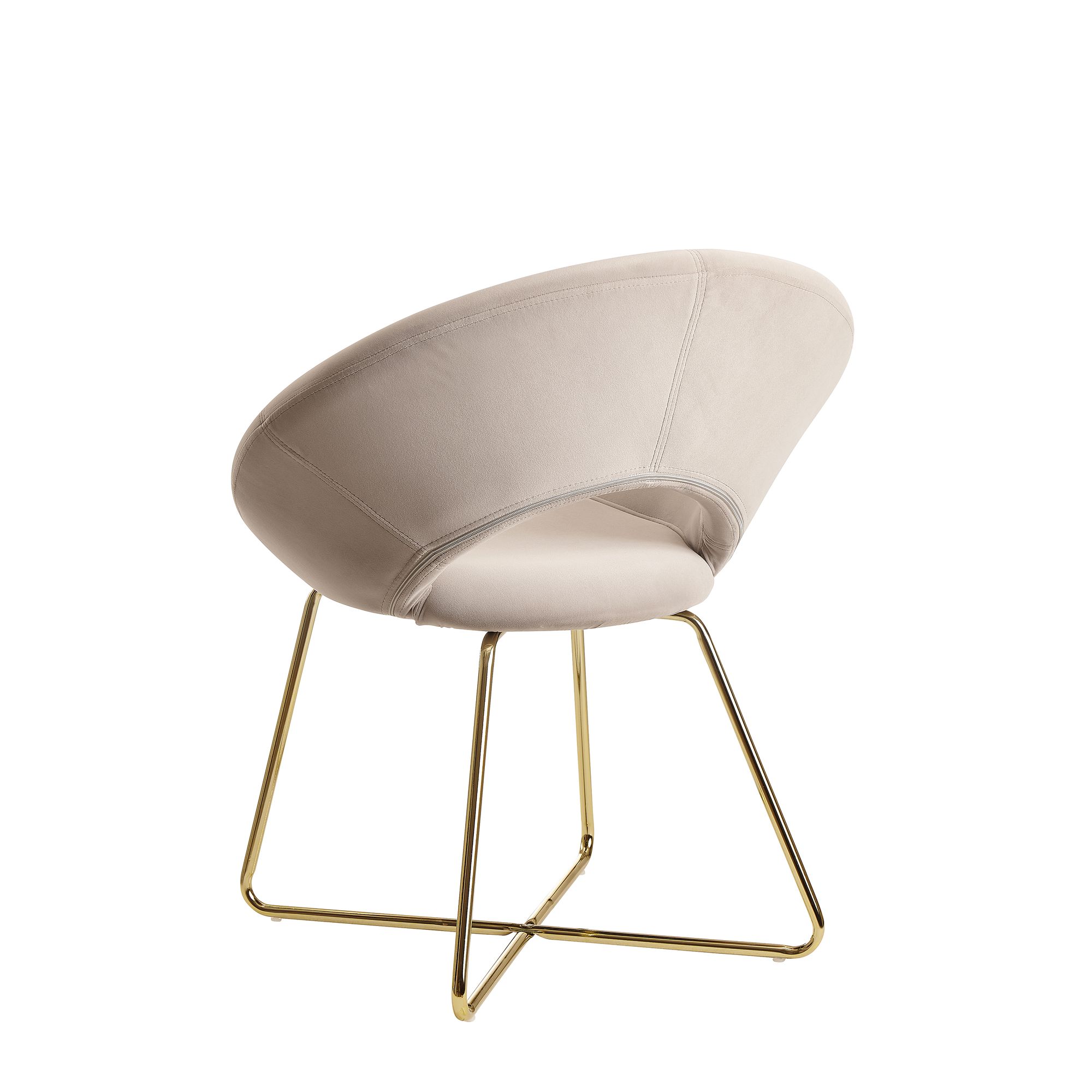 FineBuy Esszimmerstuhl Samt Küchenstuhl mit goldenen Beinen, Schalenstuhl Stoff / Metall, Design Polsterstuhl, Stuhl Esszimmer Gepolstert | Farbe: Beige
