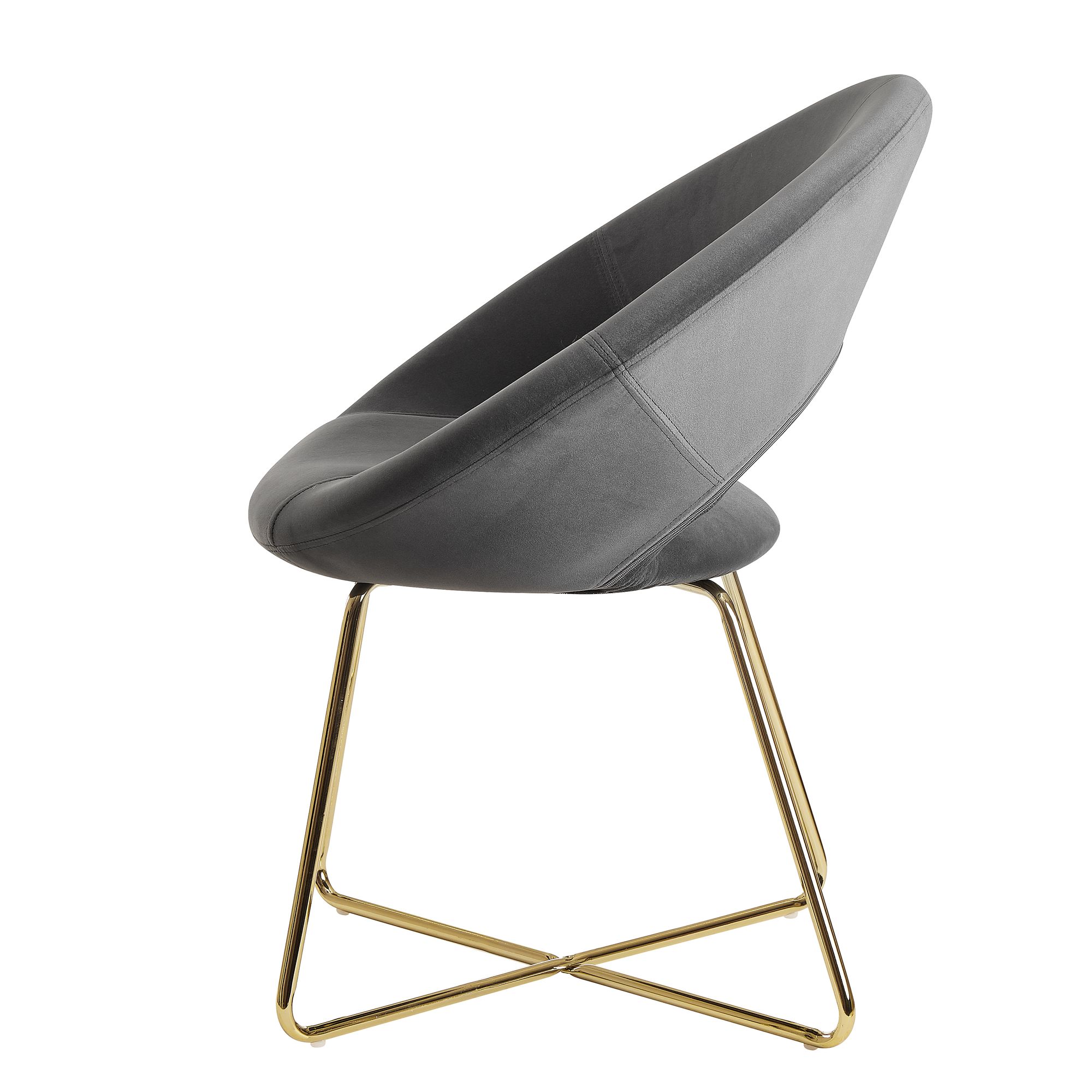 FineBuy Esszimmerstuhl Samt Küchenstuhl mit goldenen Beinen, Schalenstuhl Stoff / Metall, Design Polsterstuhl, Stuhl Esszimmer Gepolstert | Farbe: Beige