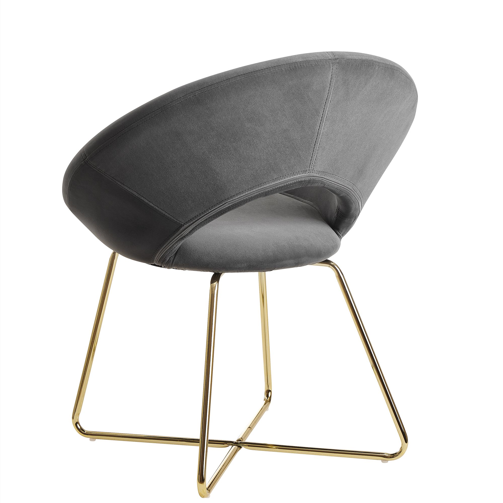 FineBuy Esszimmerstuhl Samt Küchenstuhl mit goldenen Beinen, Schalenstuhl Stoff / Metall, Design Polsterstuhl, Stuhl Esszimmer Gepolstert | Farbe: Beige