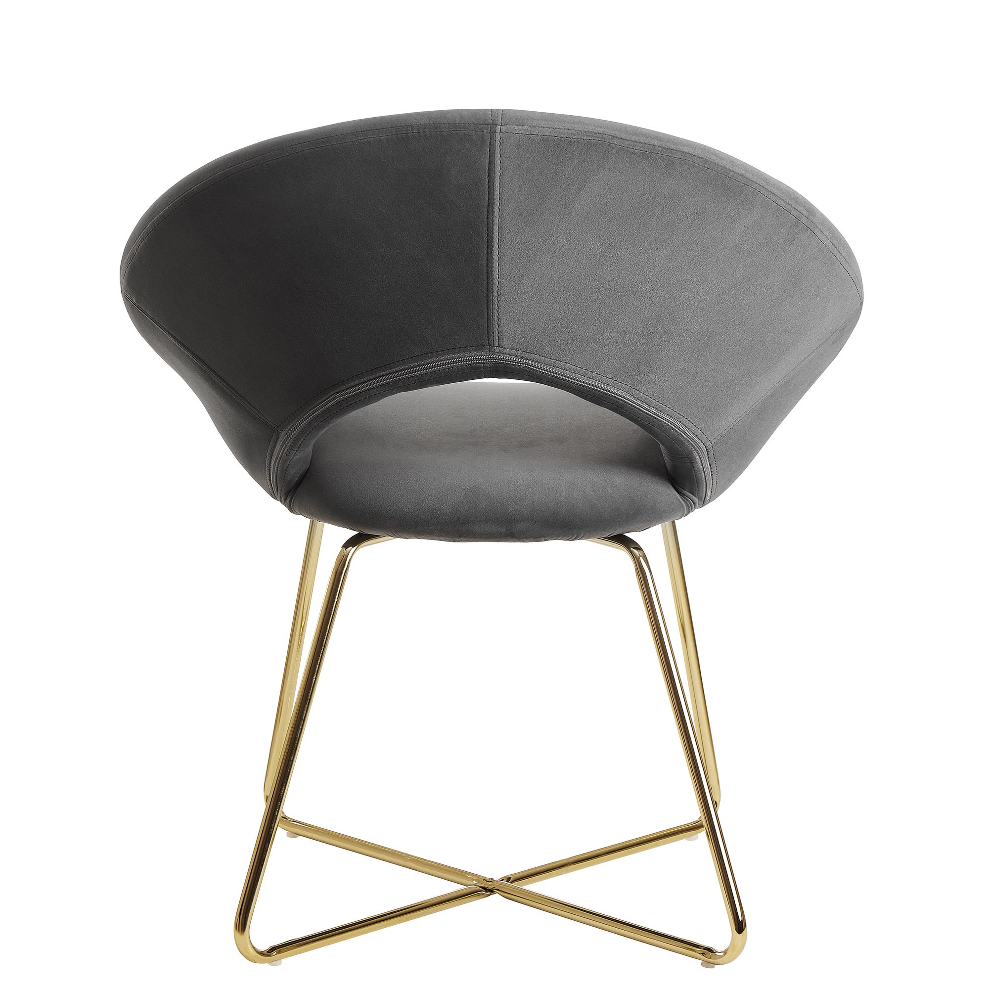 FineBuy Esszimmerstuhl Samt Küchenstuhl mit goldenen Beinen, Schalenstuhl Stoff / Metall, Design Polsterstuhl, Stuhl Esszimmer Gepolstert | Farbe: Beige