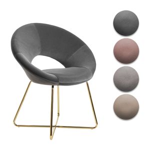 FineBuy Esszimmerstuhl Samt Küchenstuhl mit goldenen Beinen, Schalenstuhl Stoff / Metall, Design Polsterstuhl, Stuhl Esszimmer Gepolstert