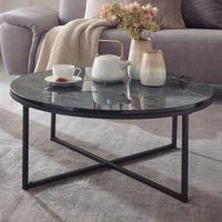 FineBuy Design Couchtisch Marmor Optik Wohnzimmertisch Ø 80 cm Tisch Rund Metall – Ansicht 6