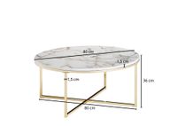 FineBuy Design Couchtisch Marmor Optik Wohnzimmertisch Ø 80 cm Tisch Rund Metall – Ansicht 4