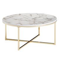 FineBuy Design Couchtisch Marmor Optik Wohnzimmertisch Ø 80 cm Tisch Rund Metall – Ansicht 1