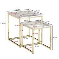 FineBuy Beistelltisch 2er Set Couchtisch Marmor Optik Wohnzimmertisch Eckig – Ansicht 3