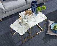FineBuy Beistelltisch 2er Set Couchtisch Marmor Optik Wohnzimmertisch Eckig – Ansicht 4