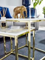 FineBuy Beistelltisch 2er Set Couchtisch Marmor Optik Wohnzimmertisch Eckig – Ansicht 5