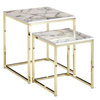 FineBuy Beistelltisch 2er Set Couchtisch Marmor Optik Wohnzimmertisch Eckig – Ansicht 6