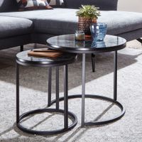 FineBuy Beistelltisch 2er Set Couchtisch Marmor Optik Wohnzimmertisch Rund Tisch – Ansicht 1