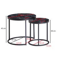 FineBuy Beistelltisch 2er Set Couchtisch Marmor Optik Wohnzimmertisch Rund Tisch – Ansicht 3
